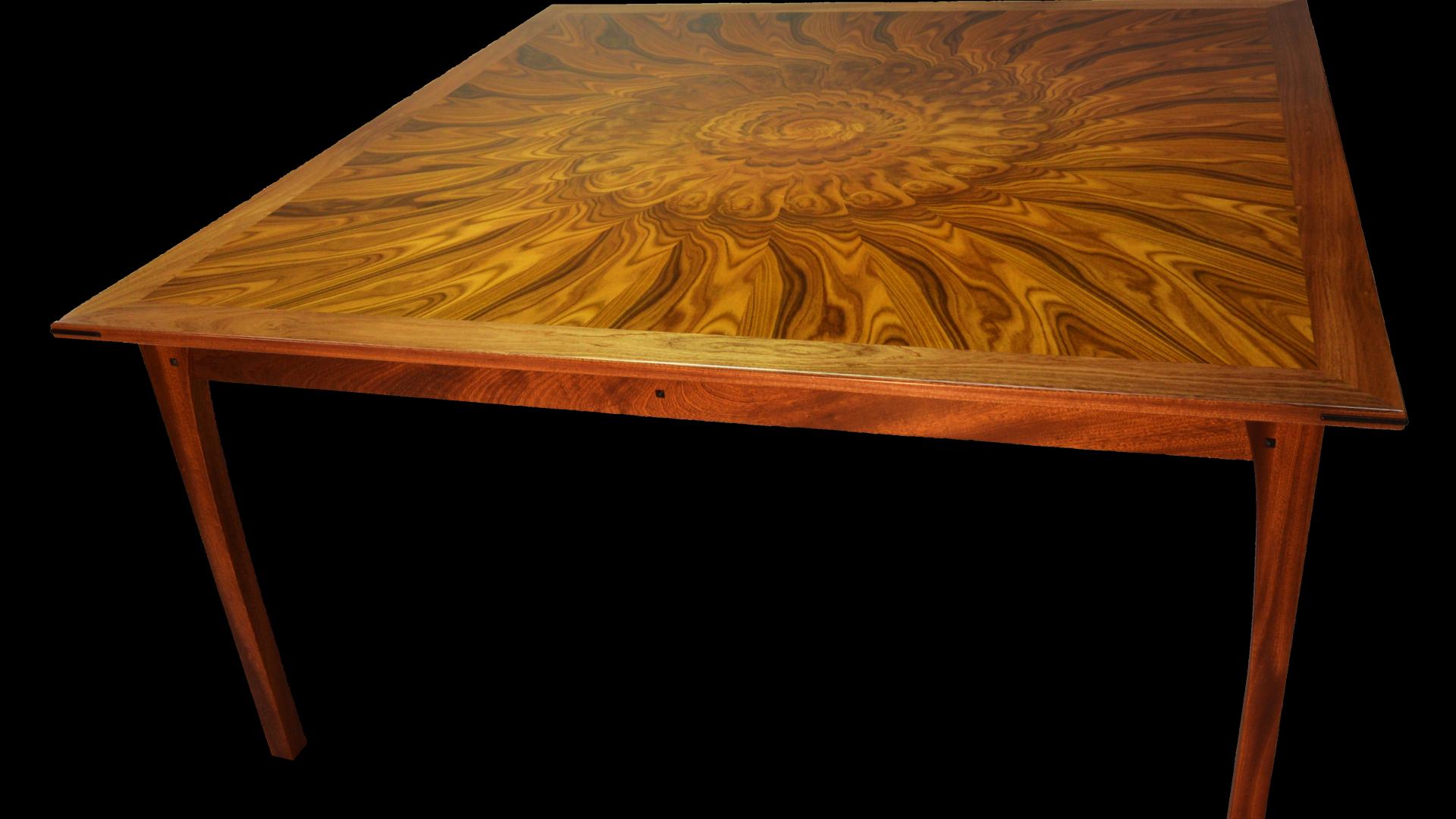 A Square Bolivian Rosewood Table by Don DeDobbeleer, Fine Custom Wood Furniture